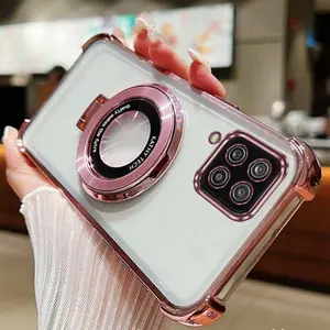 A12 Popular Phone Holder Case For Compatible With Samsung Galaxy A12 Transparent Plating Cover and Durable Circle Protector Cases