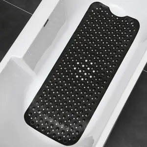 Solid Color Non-slip Bath Mat, Bathroom Floor Mat, 1 Count Foot Massage Bathroom Mat with Suction Cups & Drain Holes, Bathroom Accessories for Home Bathroom