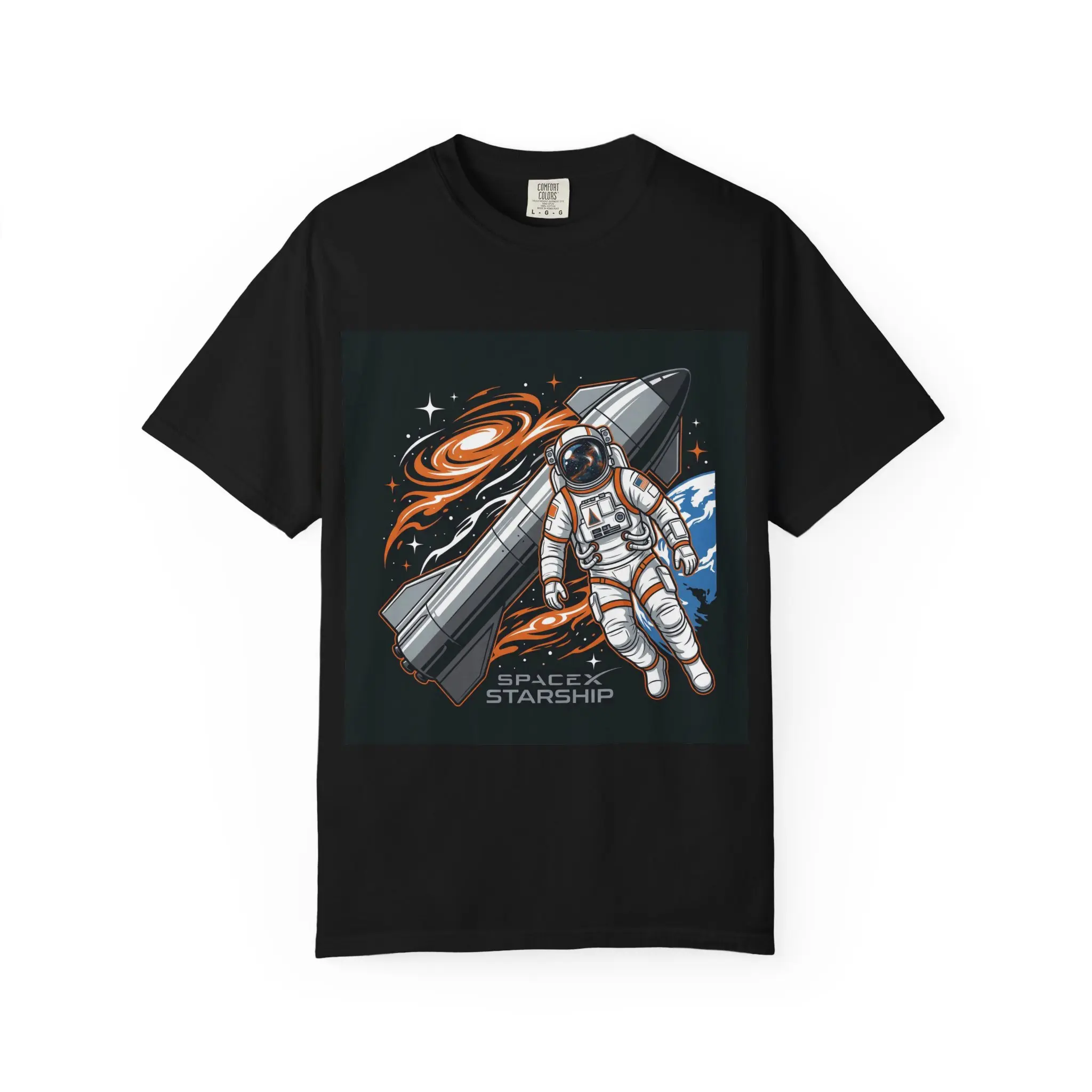 Men's SpaceX Starship Astronaut Short-Sleeve Cotton Knit T-Shirt - Casual Fabric, Rocket, Galaxy Artwork, Shortsleeve, Menswear, Soft, Tee, Tshirt, Vintage, Starry Sky Men's Short-Sleeve T-Shirts, Round Neck