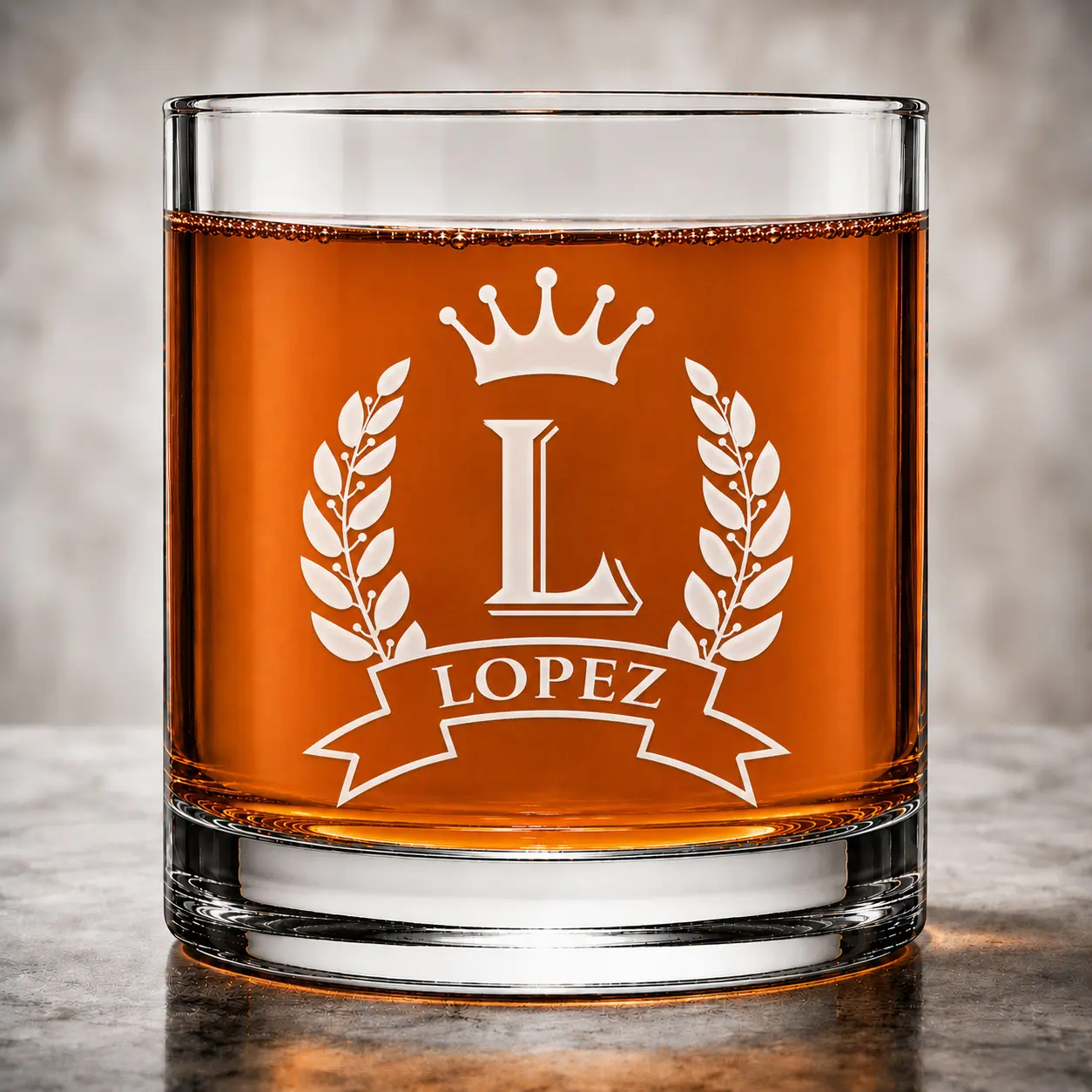 Personalized Whiskey Glass for Men, Custom Engraved Monogram Rocks Glass, Bourbon Scotch Cocktail Tumbler, Groomsmen Gift, Father's Day Gift, 11 oz