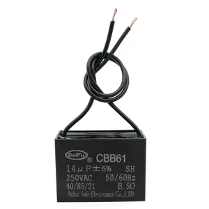 CBB61 Capacitor 14uf 250V AC Ceiling Fan 2 Wire 50/60Hz for Starting Fan Generator Pump Motor