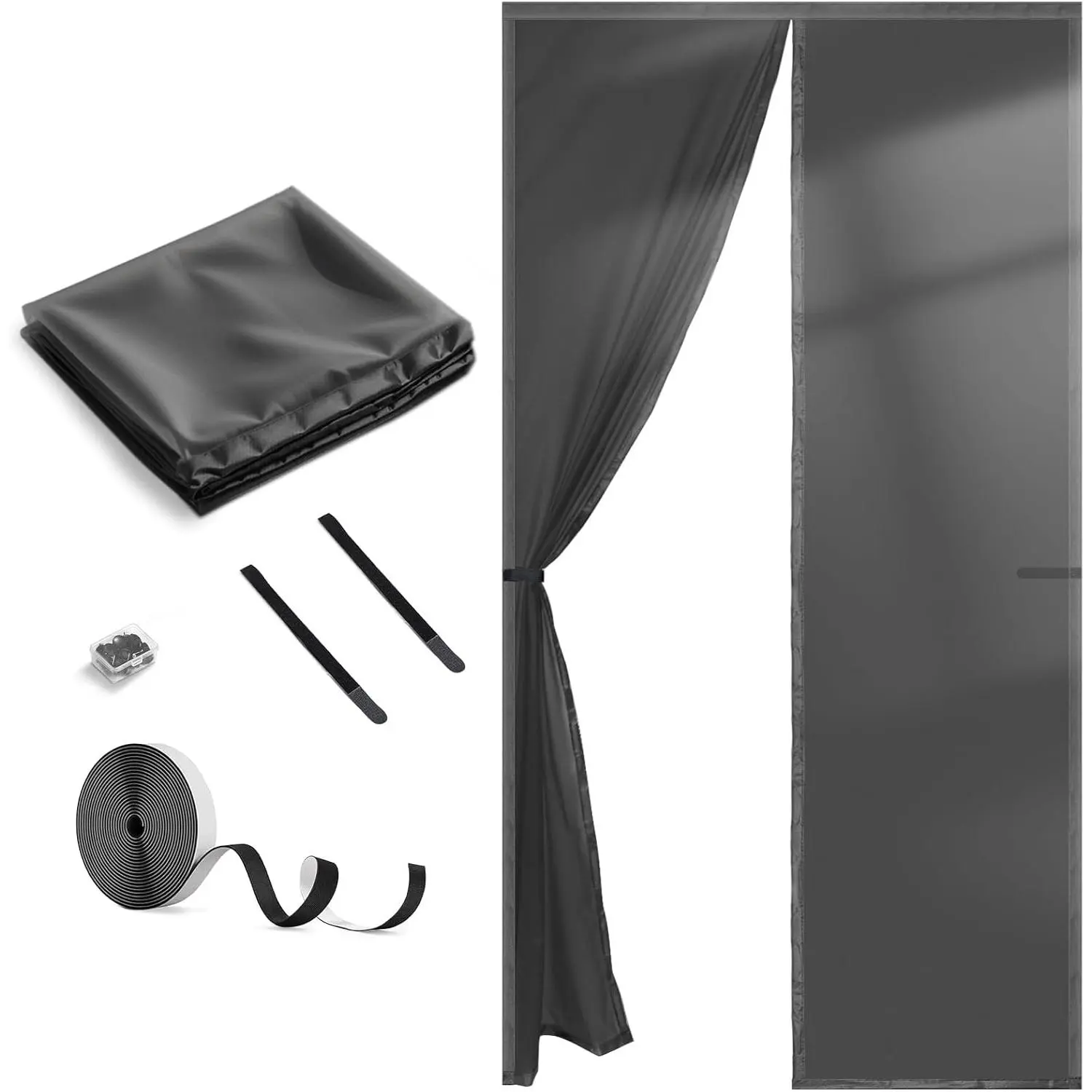 Thermal Insulated Door Curtain Fit Doors Size 36 x 82'',TPU Matte Transparent  Screen Door,Temporary Door Keep Warm Winter&Cool Summer, for Air Conditioner Room, Patio, Bedroom