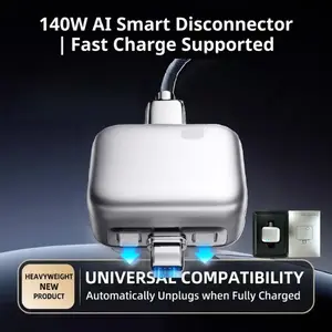 140W Smart Power Cut Disconnector Safe Night Charging Auto Cut-Off Physical-Disconnect Battery Guard - Auto & Self-Eject Charger, Smart Auto-Stop Accessory for iPhone 15/16/17/18 Series (Including Pro Mod) , Laptops, Tablets