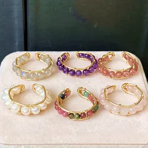 High Quality Crystal Ring Natural Healing Crystal Gorgeous Stone Gemstone Jewelry Energy Love Girlfriend Boyfriend Souvenir Valentine Father Mother Anniversary New Year Christmas Halloween Birthday Gift