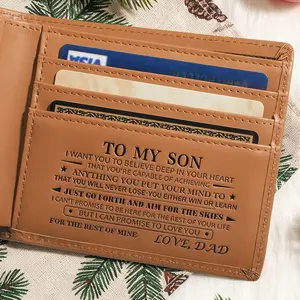 CIEPHIA Vintage Genuine Leather Engraved Wallets for Men RFID Blocking Protection Bifold Wallet for Son From Mom and Dad, 8 Card Slots, Cash Pockets, 2 ID Windows Suitable for Daily Use, Perfect Gift for Birthday, Christmas, Graduation