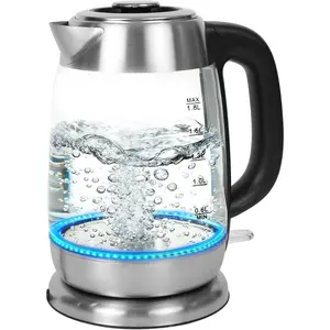 Electric Glass Kettle 1.8L, 1200W  Boil for  & Coffee, Auto Shut-Off & Boil-Dry Protection, , 304 Stainless Steel & Borosilicate Glass, Removable Lid for Easy Cleaning