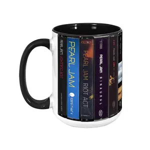 Pearl Jam Cassette Tape Mug, Retro Album Spines Coffee Cup, 90s Grunge Rock Fan Gift, Eddie Vedder Music Decor