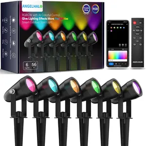 Angelhalo Landscape Spotlights, Smart Outdoor Spotlights IP65 Waterproof, WiFi Low Voltage Color Changing Outdoor Lights for Yard Garden Pathway Lawn, Work with Alexa, 6 Pack