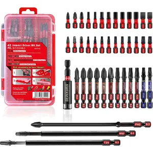 42 count  Bits Set,   S2 Steel Multi Insert Power Bits Tips with  Bit Holder with Storage Box(PH/TORX/SQ/PZ/HEX/SL)