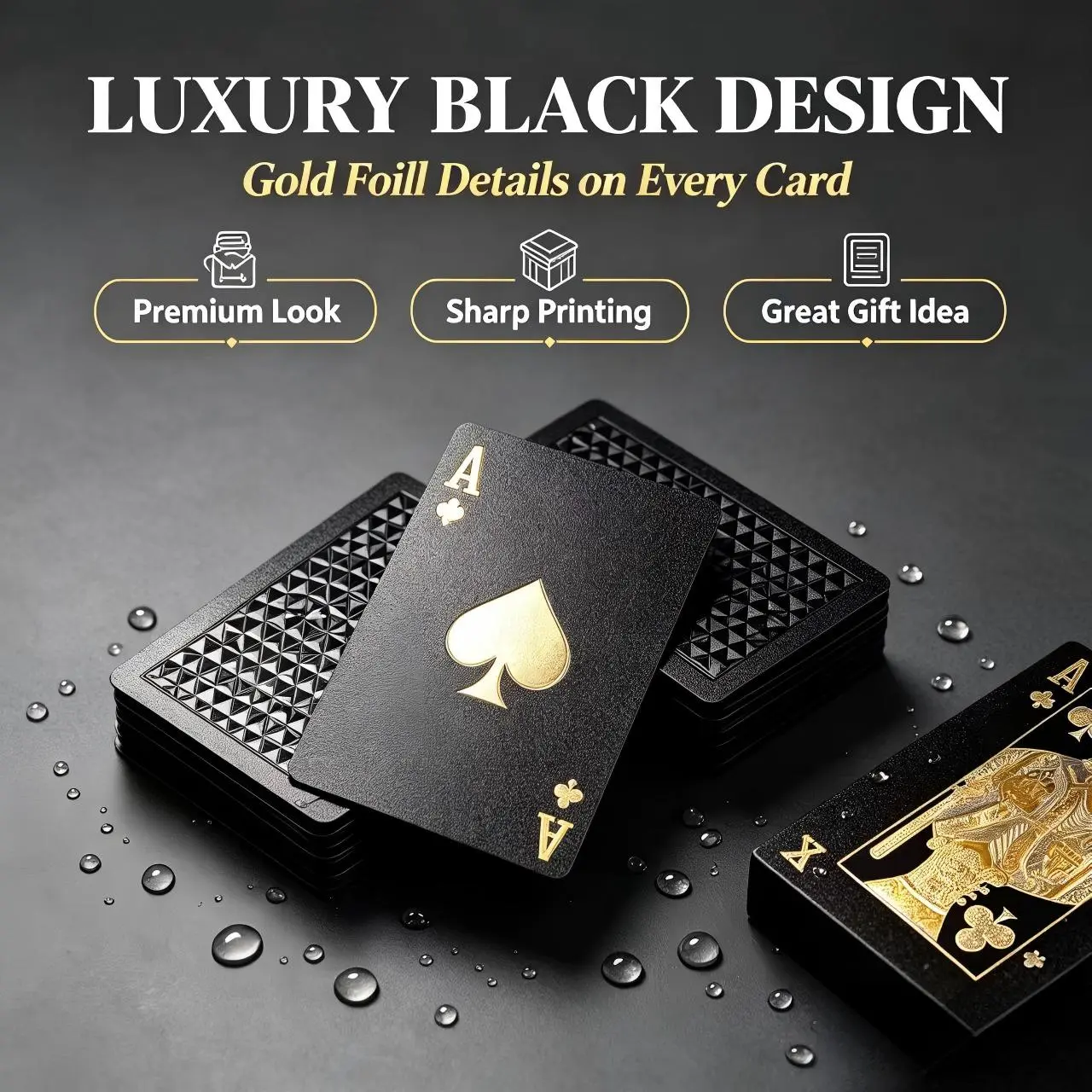Black Playing Cards, Educational Flash Cards for Toys & Hobbies Enthusiasts, Card Games, Waterproof Pvc