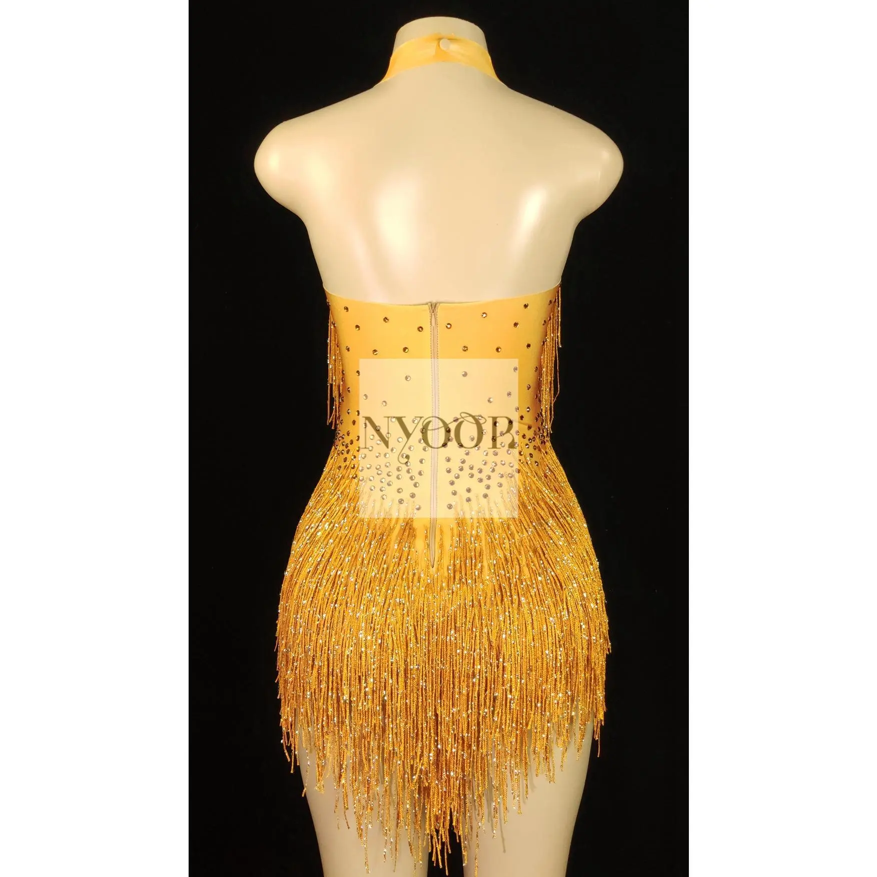 Sparkly Rhinestones Fringes Leotard Women Nightclub Party Outfit Dance Costume One-piece Stage Wear Sexy Performance Bodysuit