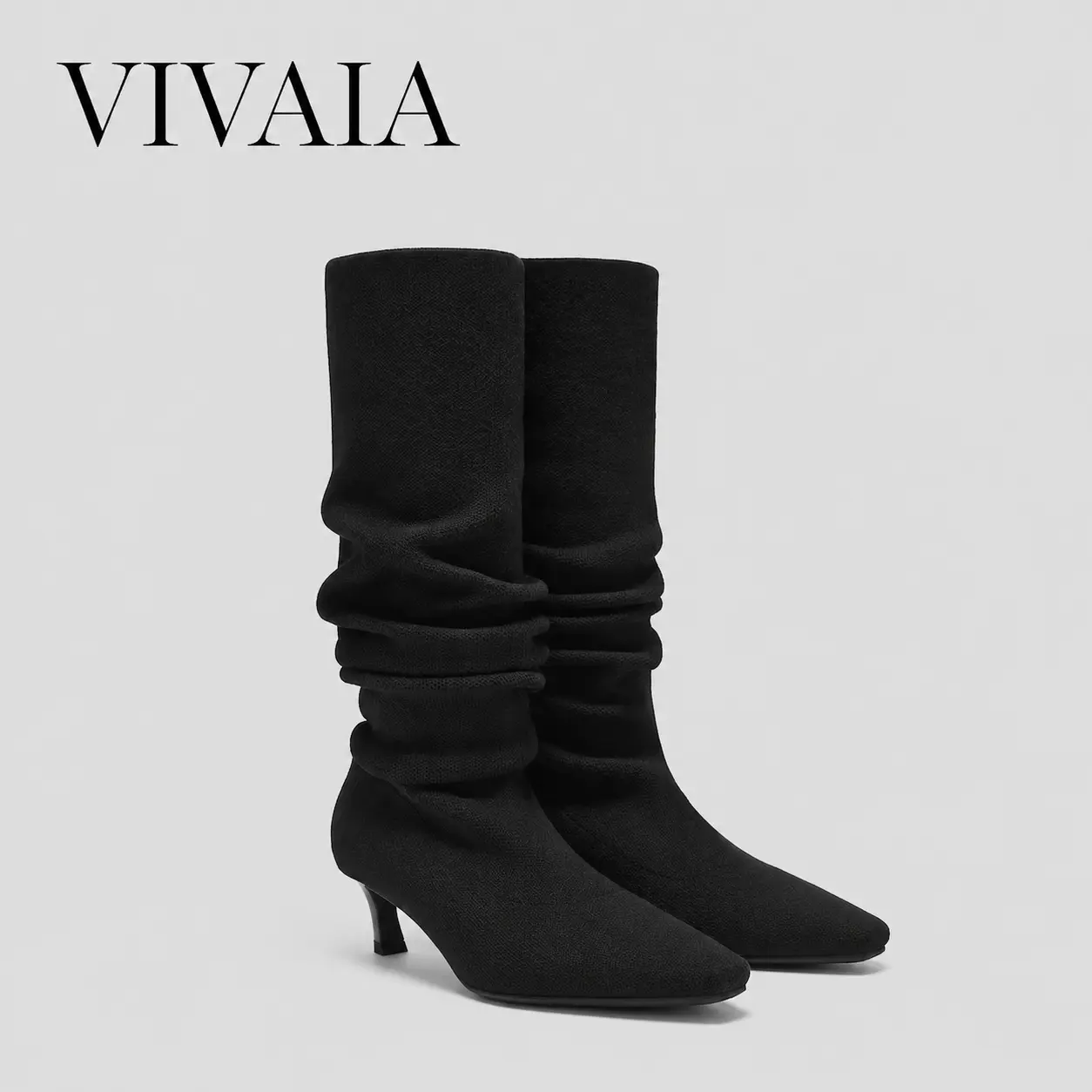 VIVAlA Women’s Mini Square-Toe Slouchy Knee-High Boots – Heat-Retaining Tech, Arch Support & 4.5cm Kitten Heel Water-Repellent(Rumi),back to school,back to school haul