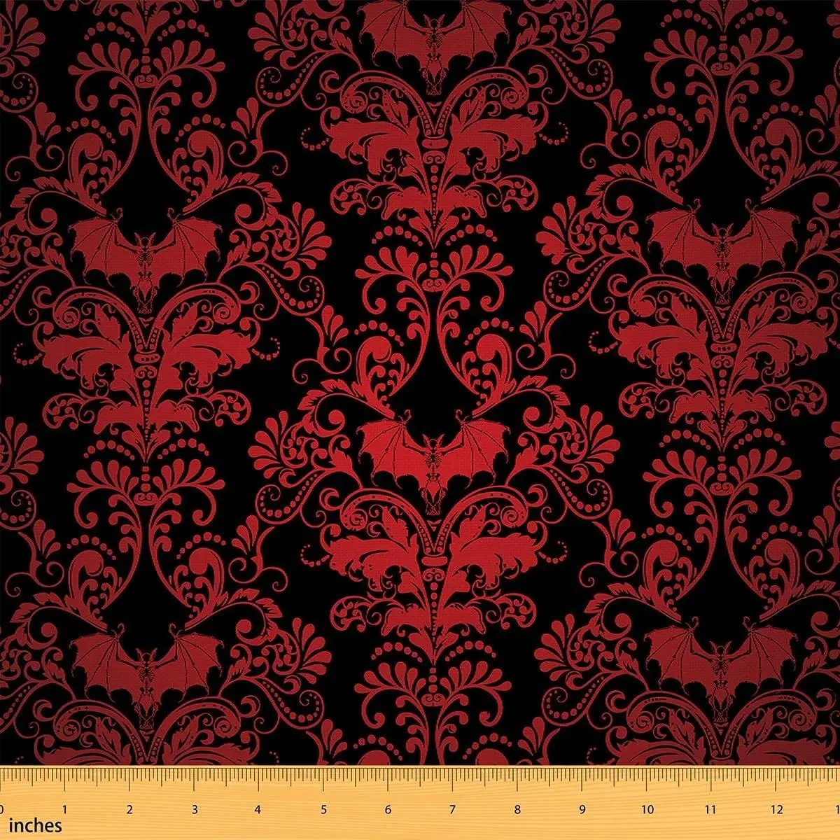 Red Ombre Damask Fabric Adult Women,Gothic Victorian Style Fabric,Medallion Design Upholstery Fabrics,Bohemian Decorative Fabrics Quilting Sewing