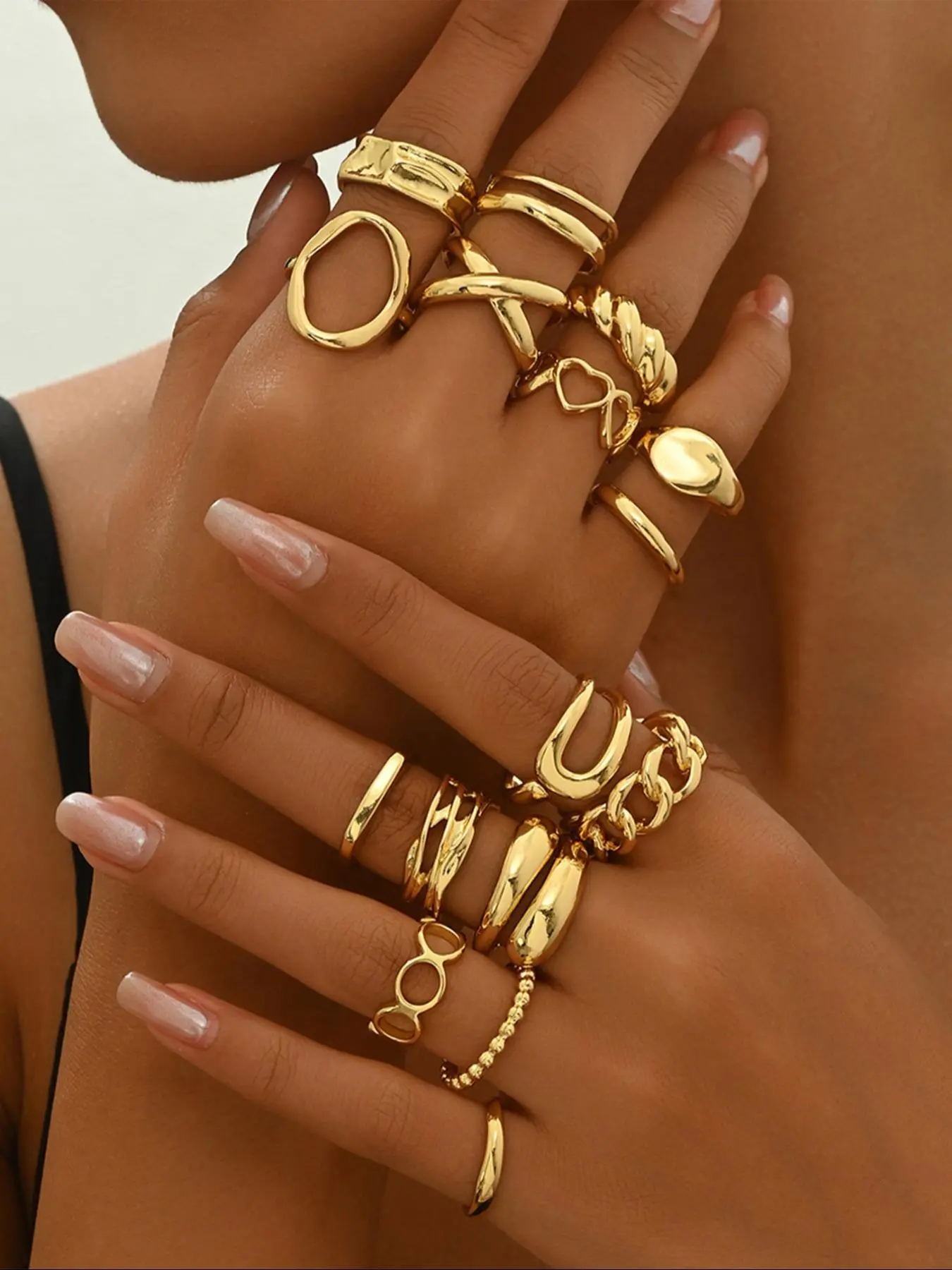 Women's Elegant Hollow Out & Heart Design Ring Set , Exquisite Trendy Rings, Beautiful Rings, Dainty Stacking Rings, Stackable Rings Set, Fashionable Jewelry for Women As Gift