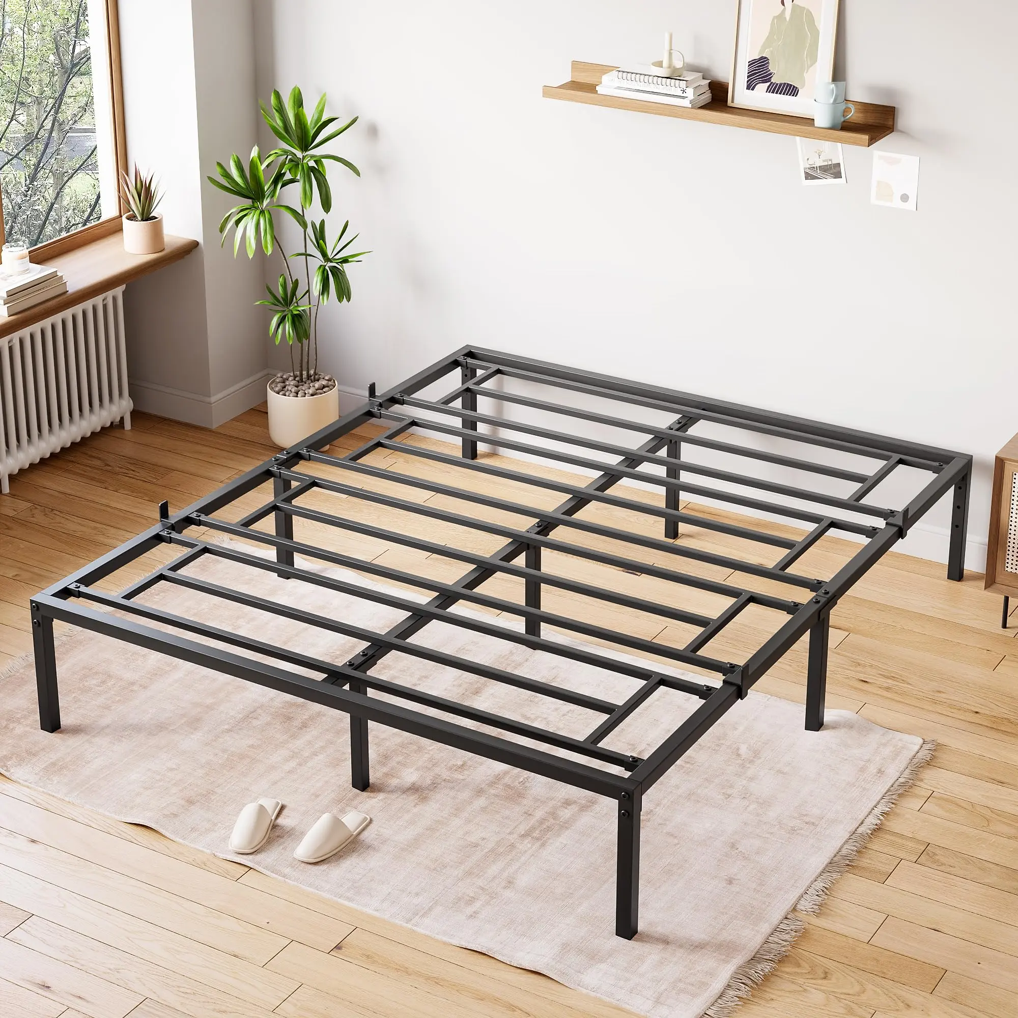 【GARVEE】- Full Size Metal Platform Bed Frame, Non-Slip Metal Slats, Sturdy Mattress Base with Storage Space, 800 Pounds Capacity, No Assembly Needed