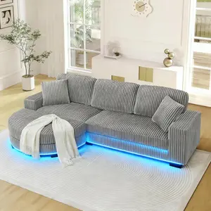 Niccae Stylish Foam-Filled Convertible Sofa Bed - Durable Hardwood Frame, Adjustable Recliner, 2 Pillows, Light Strip, Shipped in 3 Packages, Comfortable Durable Detachable Dual Purpose Sofa Sets, Couch for Living Room, Indoor Furniture, Comfortable Sofa