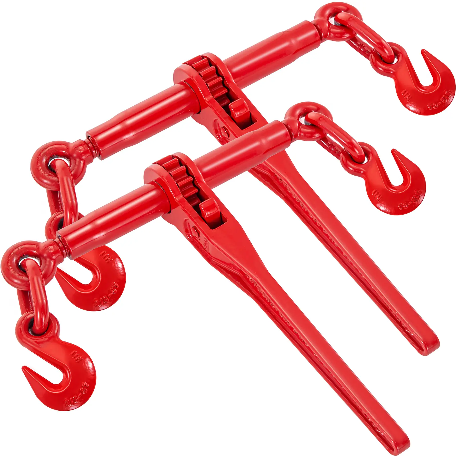 【summerfinds】VEVOR 2-Pack Heavy Duty Ratchet Binders, Red, 9215LBS Working Load, 3/8"-1/2" Adjustable Length, G70 Hooks, for Grade 70-80 Chains, Tie Down Hauling, Industrial Use, Camping & Hiking Tent Accessory, 14" Long Handle