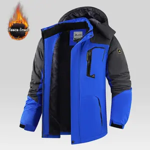 Men's Winter Waterproof Snow Windbreaker Cotton Jacket Warm Fleece Lined Parka Badminton Coat Multi Pocket Autumn Fresh Sports Outdoor Casual Stand Collar Sheepskin Imitation American Vintage Jacket Windproof Coat