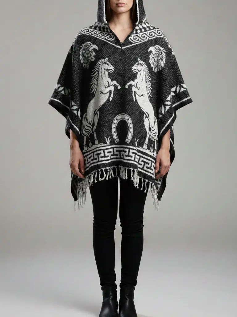Caballo Poncho Variety of Colors Classic Design Soft Comfortable Fabric Versatile for Casual Outings Picnics or Stylish Cover-up
