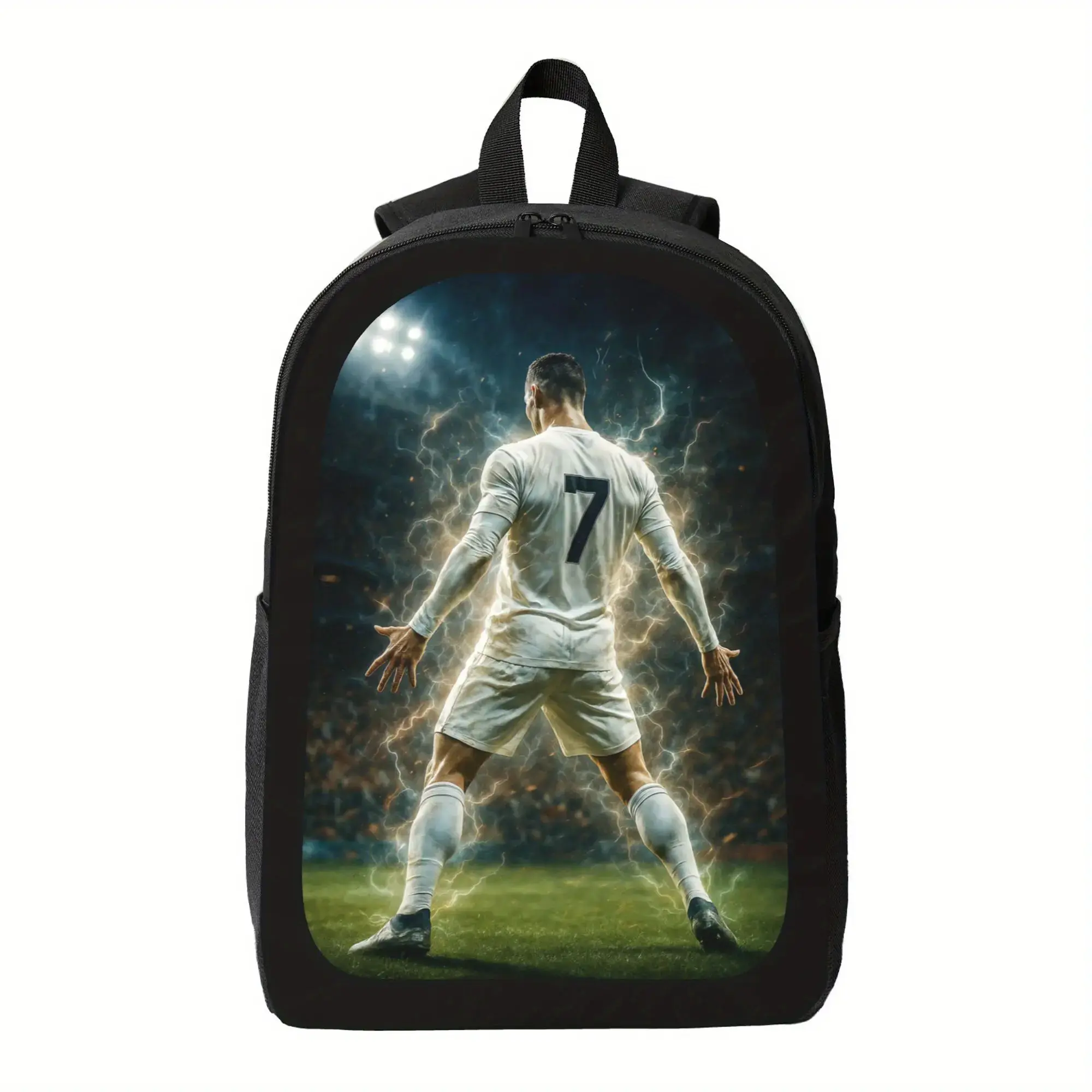CR7 Backpack - Lightweight Large Capacity Backpacks for School with #7 Jersey Goal Celebration Design, Adjustable Shoulder Straps, Zipper Closure - for Teens, Everyday & Travel - Perfect Soccer Gift for Students