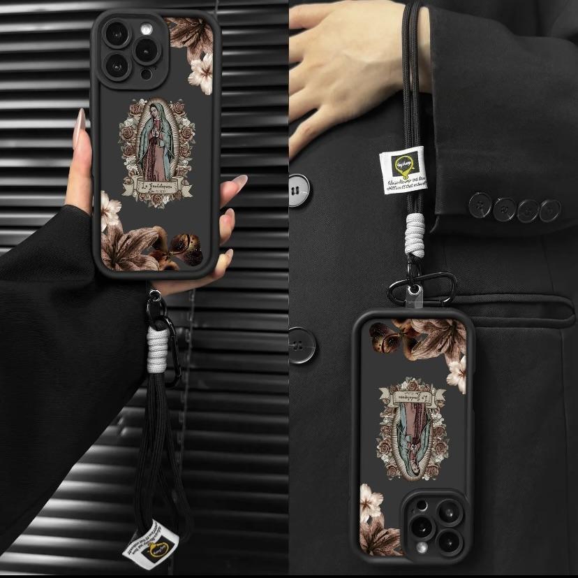 Virgin Mary and Flowers Pattern Phone case foriPhone Samsung 17Pro Max Air 16Plus E 15 14 1312 11 XR XS Galaxy S25 S24 S23 S22 A71 A56 A55A54 A53 A52 Note20 cases, Soft TPU, BumperDrop Protection, Rugged Durable Back Cover,Perfect Gift for Girls.AE7