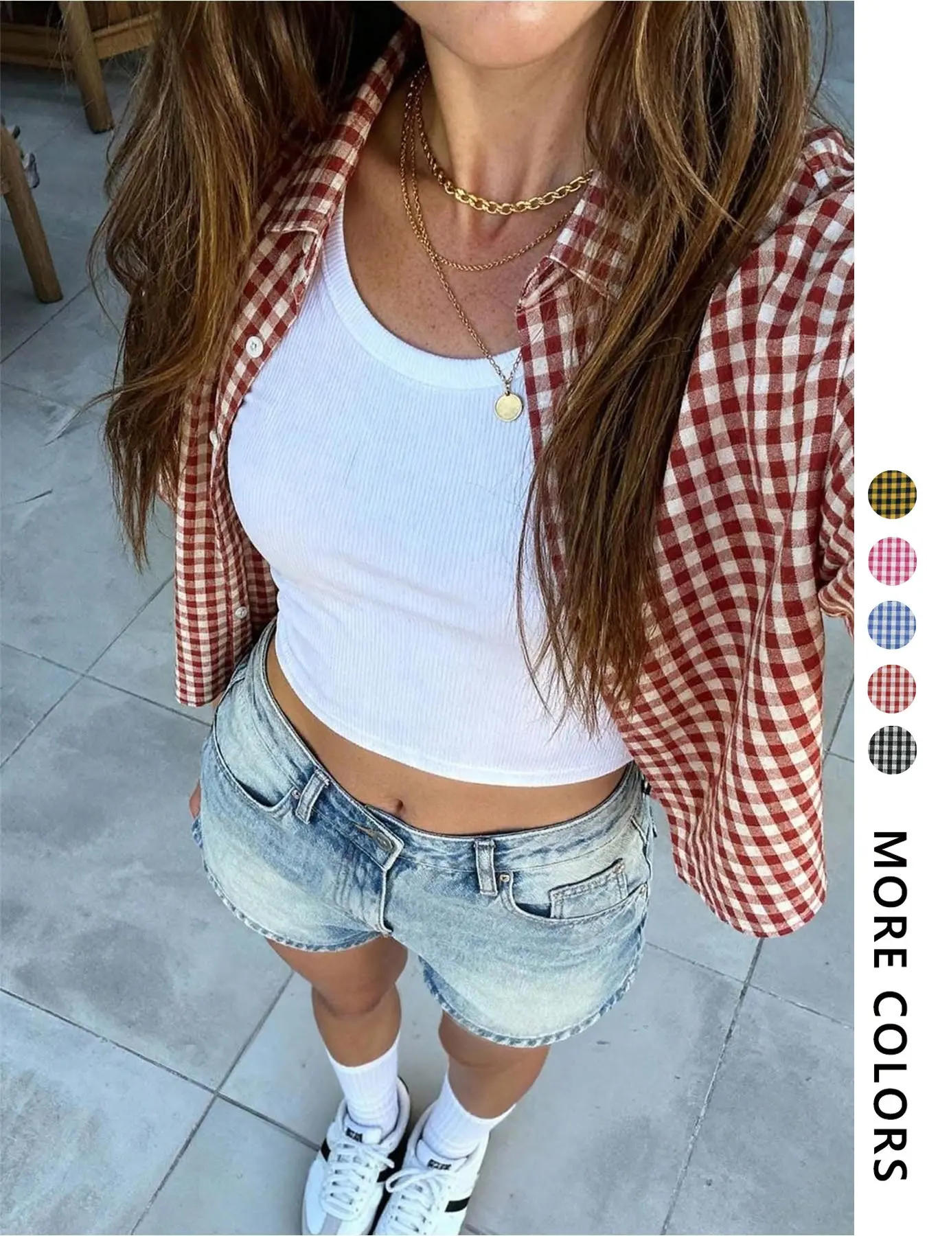 cropped checkered shirt - TikTok Shop