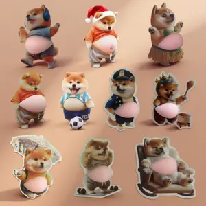 10pcs/set Cute Belly Dog Stickers, Fat Shiba Inu Decals for Scrapbook Albums, Decorative Craft Supplies Set, Handmade Art Kit