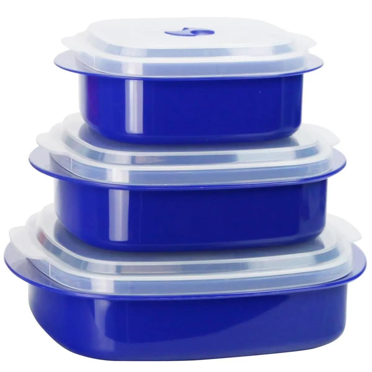 Indigo Microwave Cookware Set - Colorful Bowls, Airtight Lid Containers for Kitchen Use