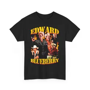 Men's Fitted Blueberry Print Edward Lalo Mora Vintage Retro Round Neck Short-Sleeve Cotton T-Shirt, Unisex Casual Top, Menswear Casual T-Shirts, HG0042
