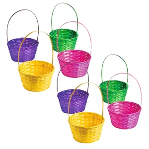 Vibrant Large Solid Color Bamboo Easter Baskets - 72 Pc.