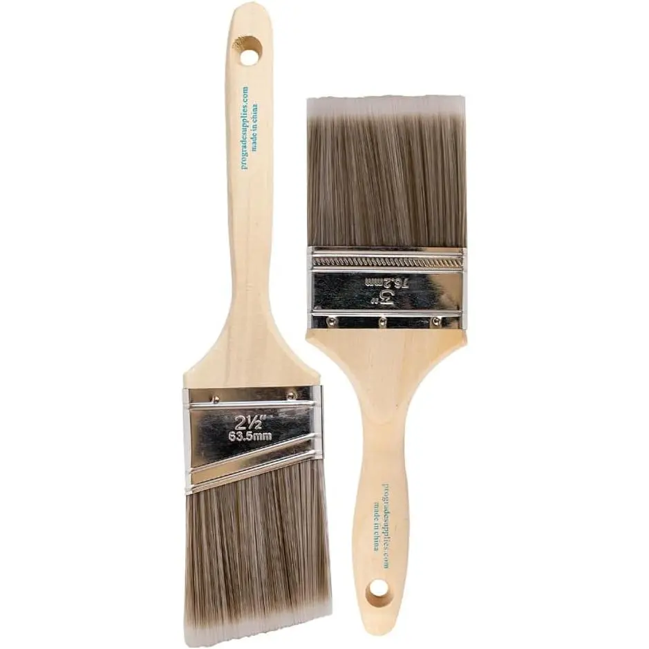 Home Improvement 2-Pk Synthetic Paint Brush Set - Arts and Crafts Supplies, Thinner Tip for Better Control, 2 Sizes, Wall and Trim Reusable Tool for Decks, Cabinets, Doors