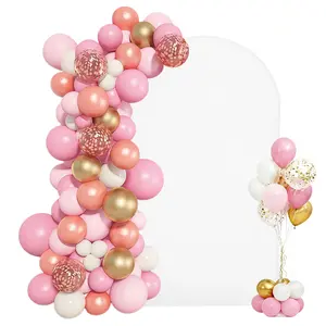 VEVOR Arch Backdrop Stand, 7.2 x 4 ft, Stable Structure, Easy Assembly, 1 Set Gold Metal Arch Backdrop Stand with Cover for Wedding, Birthday Party, Holiday Celebration, and Ceremony Decoration