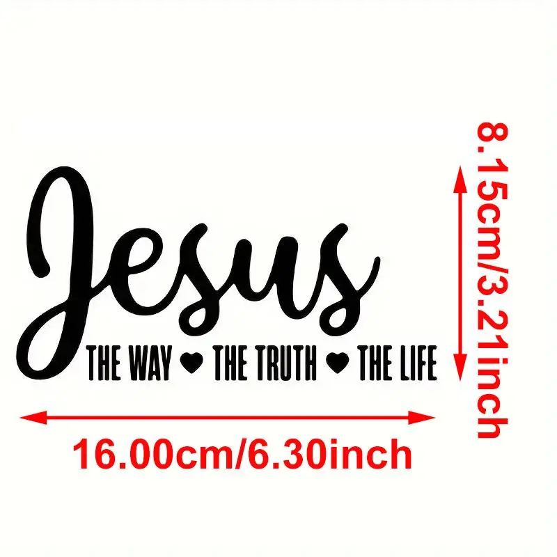 Black ,white  2pcs Jesus THE WAY ...Car sticker, Black & Silvery Letter Pattern Car Sticker, Creative Decorative Sticker for Window Decal, Universal Car Exterior Decorative Sticker for Car, Truck & SUV,SummerVibes Car Decoration