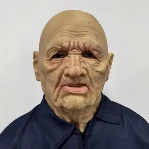 Bald Geezer Mask, Lifelike Old Man Mask, Grandpa Face Cover, Masquerade Props, Carnival Supplies, Roleplay Halloween Party Costume