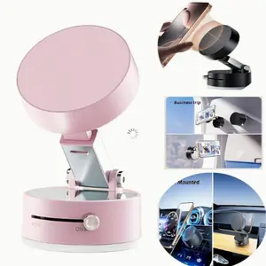 Vacuum magnetic suction cup folding and rotating bracket double-sided suction cup universal vacuum rotating bracket mobile phone bracket black, white, pink three colors Vacuum Phone Holder