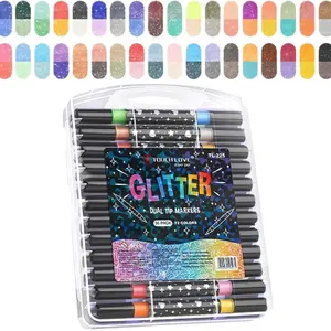 24pcs 48 Colors Markers Set, Smooth Colorful Highlighter Pens, Glitter Drawing Pens, Metallic Marker Pens, Perfect for Kids Girls Adults School Art Projects, Versatile Usage