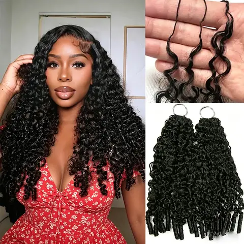 Women's 100% Human Hair Burmese Curly Crochet Extensions - 10-22 in, 50g/Pc, Coily Kinky Texture, Small Invisible Knotless, Pre-Separated, Soft Lightweight, Durable, Braids, Hair Bundles, Seamless Natural Blend for Protective Styles
