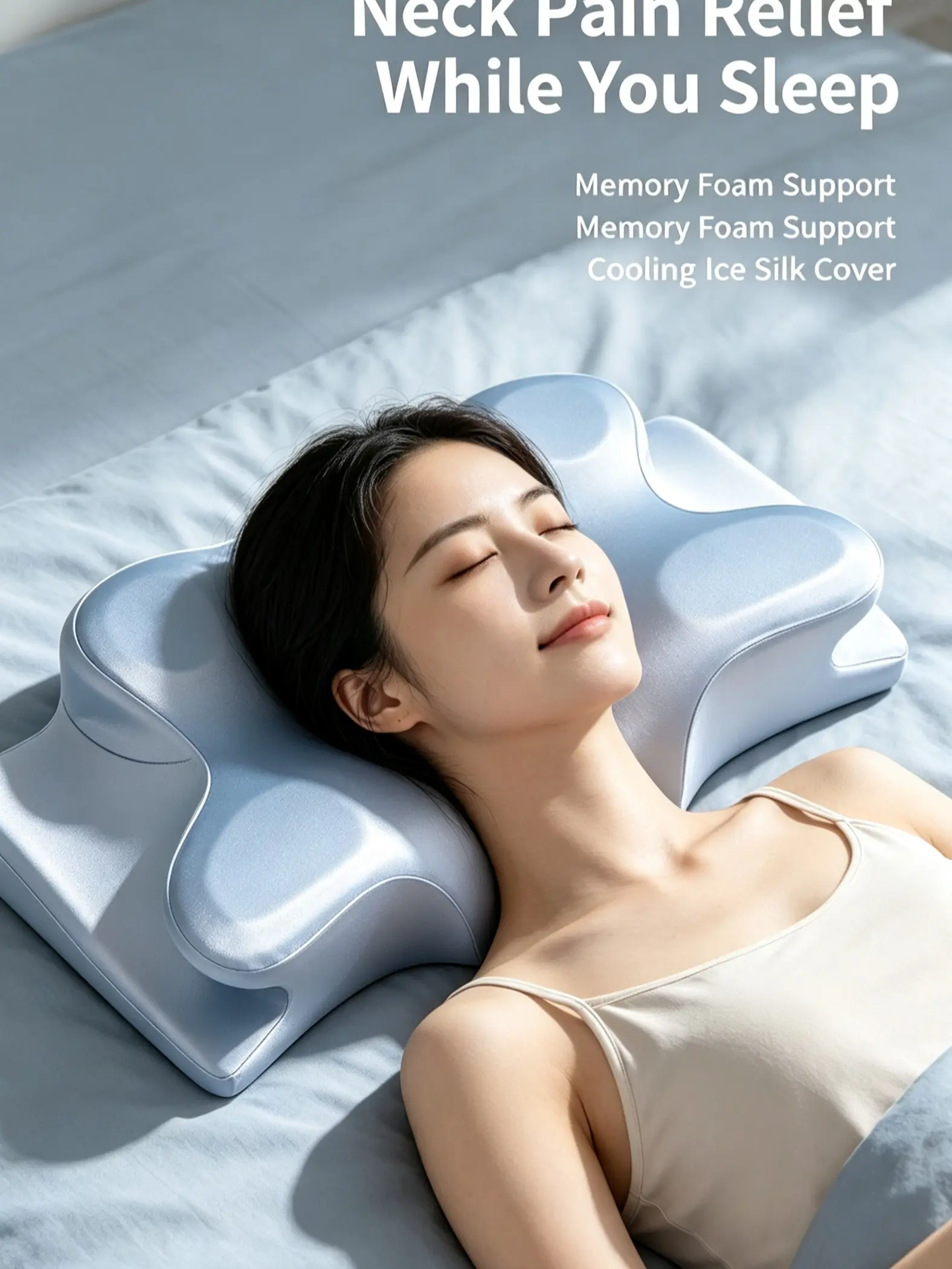 Memory Neck Pillow, Adjustable Ergonomic Memory Foam Neck Pillows, Cervical Support