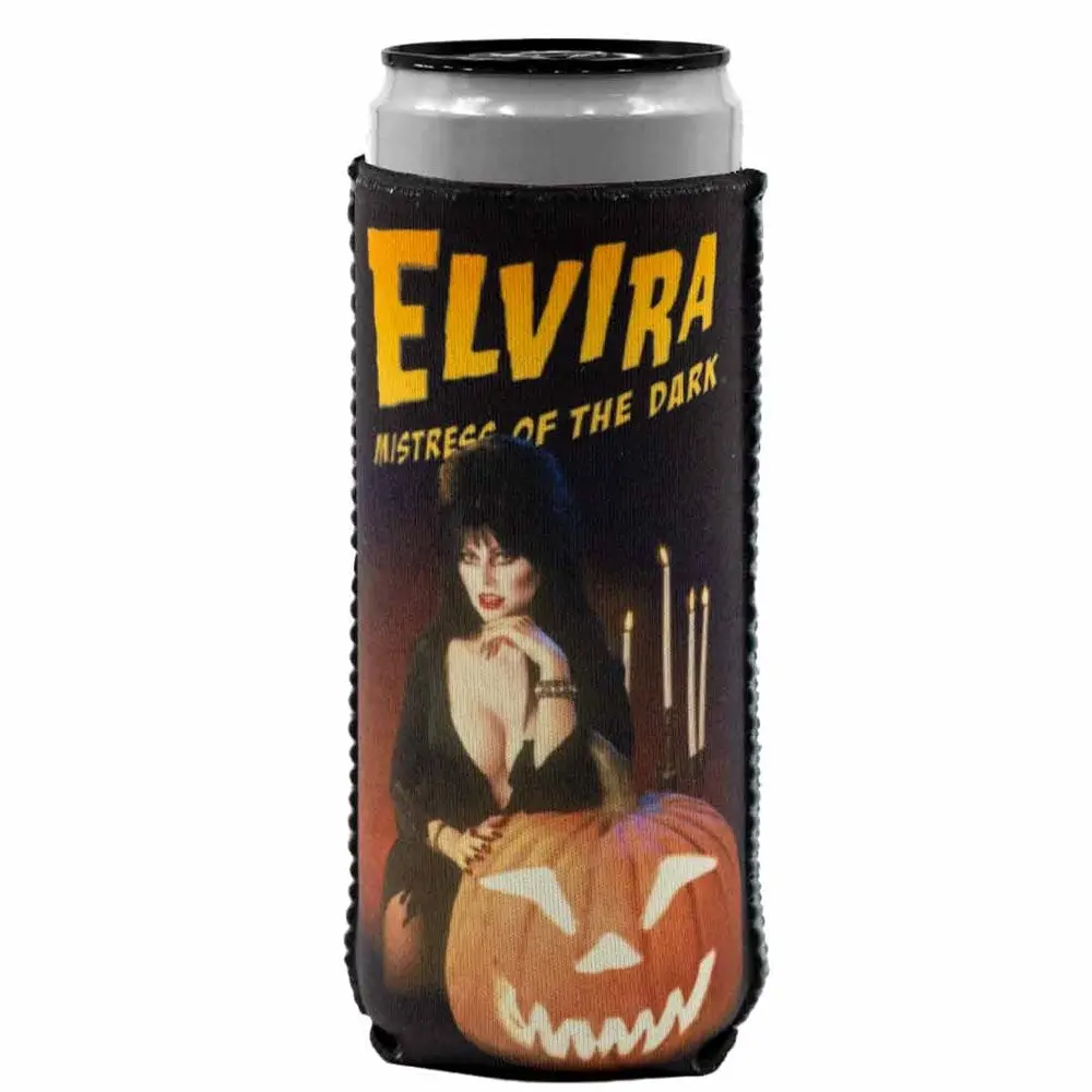 Elvira Pumpkin Face Slim Can Cooler Coozies