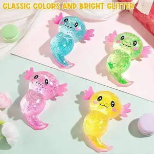 Cute Aesthetic Axolotl Squishies Stress Relief Toy, Glitter Fidget Squeeze Toy for Kids Adults, Soft Jelly Filled, Stretchable Sensory Toy, Birthday Gift, Goodie Bag Filler, Classroom Reward, Party Favor**   **Kawaii / Mini / Portable** ？