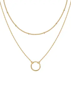 PAVOI 14K Gold Plated Layering Necklaces - Stylish Minimalist Design Pendant Necklaces for Women