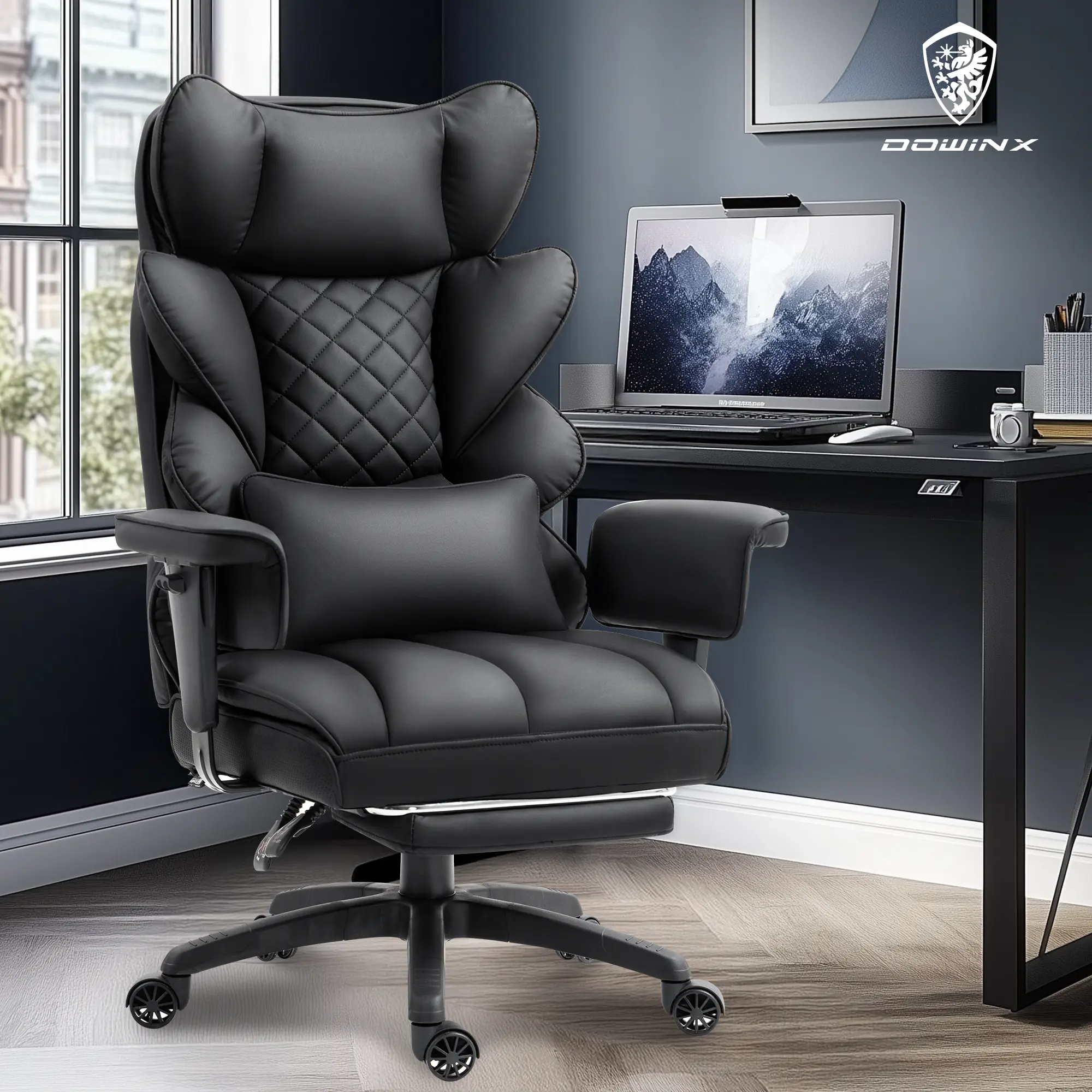 Summervibes Dowinx Big and Tall Office Chair with Pocket Spring Cushion and Lumbar Support,High Back Computer Gaming Chair with Adjustable Armrests,Executive Desk Chair with Footrest