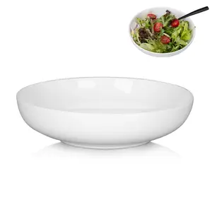 GARVEE Ceramic Pasta Bowls Set of 6, 8 Inch 26 Oz Large Serving Bowl, Microwave and Dishwasher Safe, Wide and Shallow Porcelain Plates for Salad, Dinner, Noodles, Soup, White