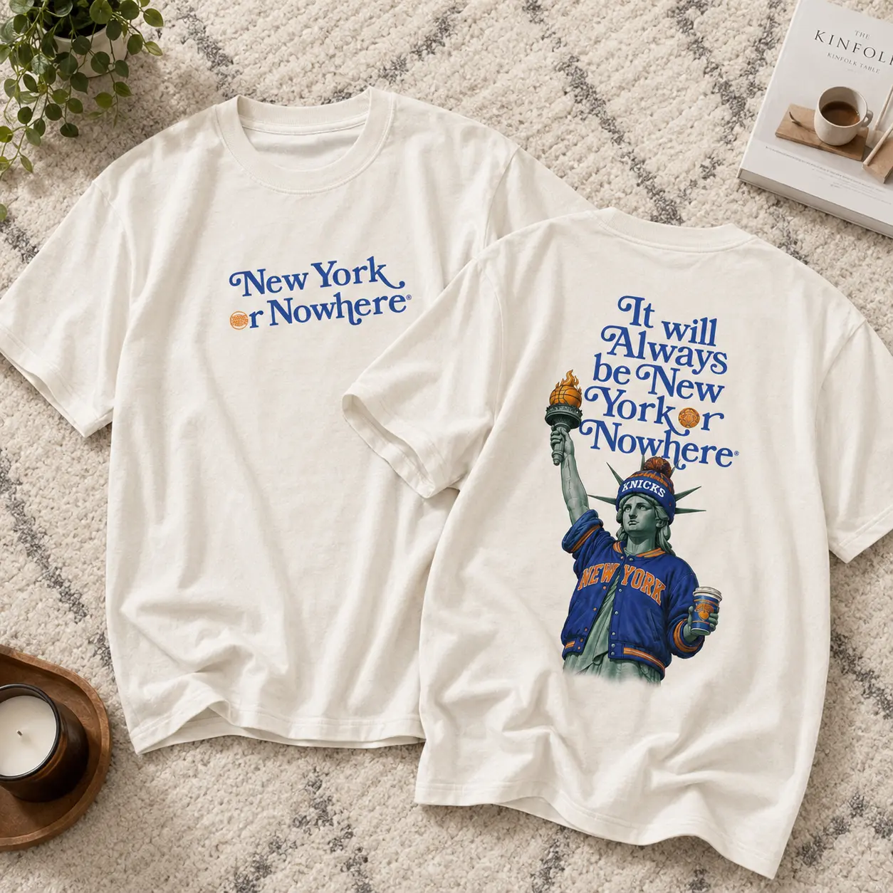 NYC Basketball Inspired Shirt, New York Hoops Graphic Tee, Blue Orange Game Day T-Shirt, City Basketball Fan Gift, Casual Unisex Sports Top