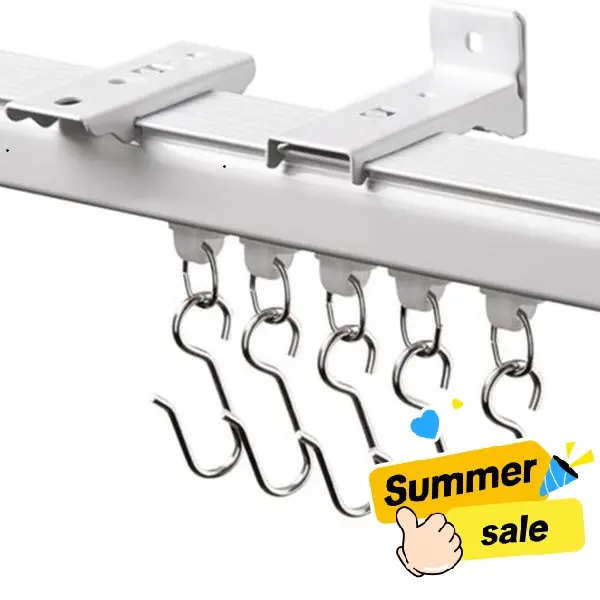 INOVADAY Curtain Slide Rails With Silent Strips, Ceiling And Wall-Mounted Curtain Rails, Three Types Of Hooks Are Available For Use In Bedrooms, Living Rooms And Bathrooms