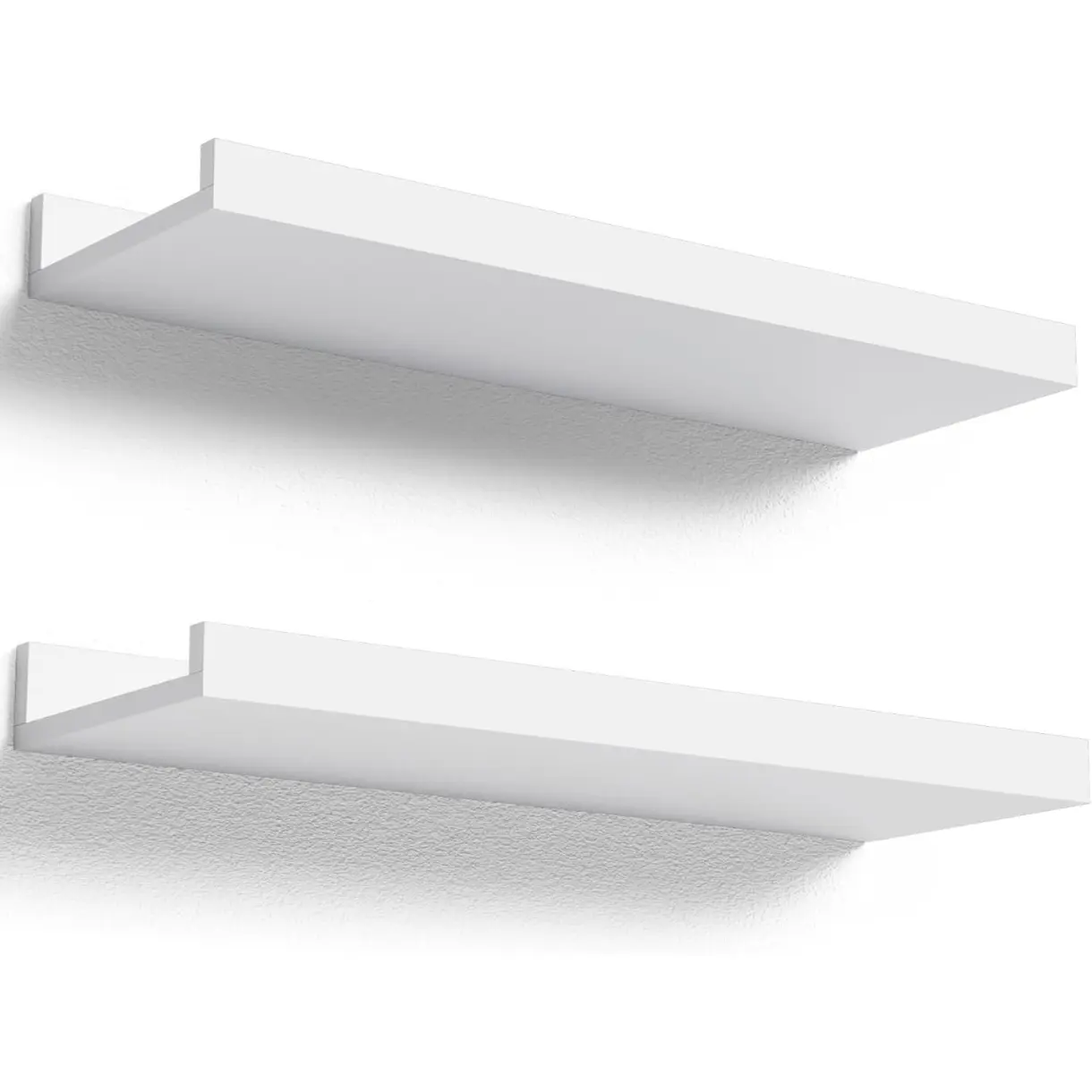 Floating Shelves Wall Mounted Set of 2, Modern White Shelves for Bedroom, Nursery Shelves with Lip, Display Picture Ledge Shelf for Wall Decor Living Room Bathroom Kitchen - White