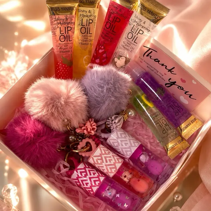 Women's 9-Piece Hydrating Shimmer Lip Gloss Cosmetic Bundle - Teens' Aesthetic Makeup Lip Care Set with Smooth Base Gloss, Glossy Finish Beauty Gift, Gift Sets For Women