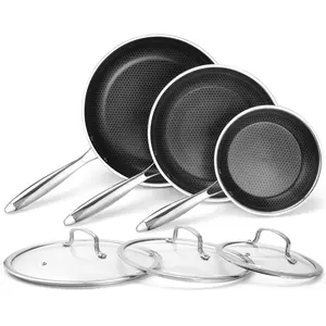 TIBBICC Professional Series Nonstick Stainless Steel Frying Pan Set with Glass Lids (8”/10”/12”) – Easy Clean, Oven Safe, All Cooktops, Made for Healthy Family Meals tiktokshopspringglowup Cooking Pans Set, Nonstick Cookware Sets