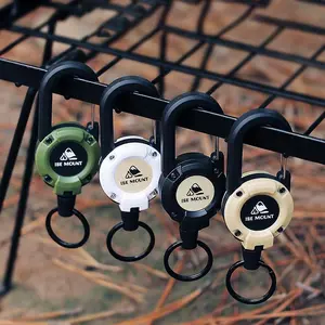 Multi-functional keychain clip - Extendable steel rope - Anti-loss fishing, camping equipment, outdoor hiking and exploration, high elasticity, quick fastening, key locking