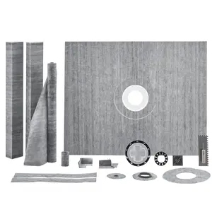 Shower Curb Kit for 60 X 48 Inch Shower Pan: Includes 2-Inch PVC Central Flange, Waterproof Membrane, Stainless Steel Grate, Joint Sealant, Shower Pan Slope Sticks, and Complete Drainage System for Bathroom Renovation
